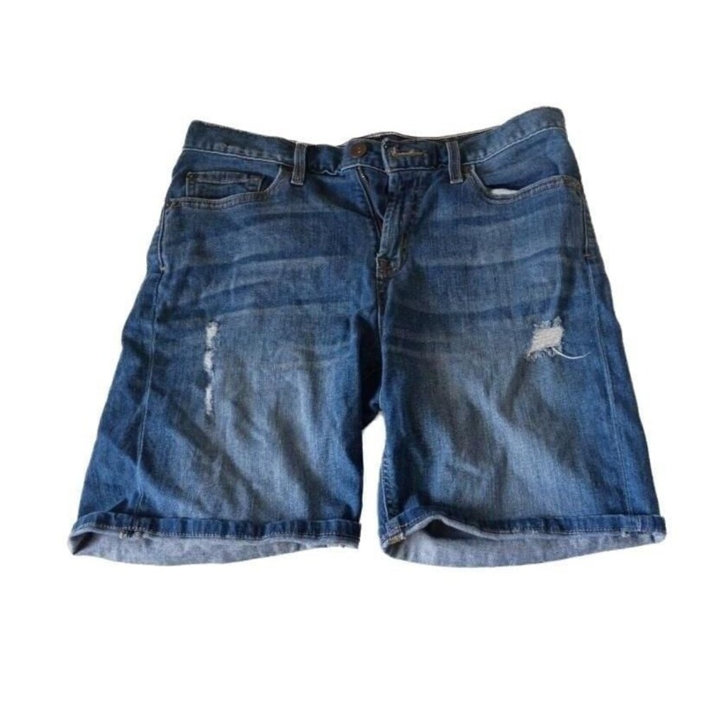 Stylus Women's Distressed Denim Bermuda Shorts Blue Size 8/29